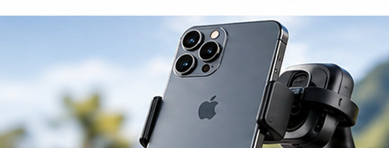 Phone holder in mountain scenery